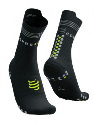 Acessorios Compressport Pro Racing Socks V4.0 Run High Flash Pretas Amarelas | 43862ZTAF