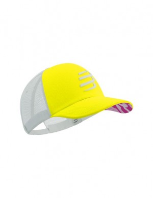 Acessorios Compressport Trucker Cap Amarelas Branco | 27419XKOG