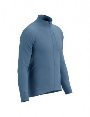 Camisas De Corrida Compressport Hurricane Windproof Jacket M Masculino Azuis | 79840NFYV