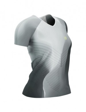 Camisas De Corrida Compressport Performance SS Tshirt W Feminino Pretas Branco | 29814QVTA