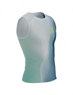 Camisas De Corrida Compressport Performance Tank M Masculino Azuis | 87401YEQC