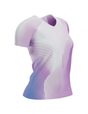 Camisas De Corrida Compressport Performance SS Tshirt W Feminino Roxo | 93047GXUD