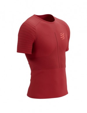 Camisas De Corrida Compressport Racing SS Tshirt M Masculino Vermelhas | 83091XTWF