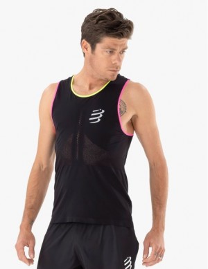 Camiseta Compressport Pro Racing Singlet M Pretas Amarelas Rosa | 96527BLPM