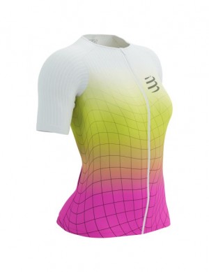 Camiseta Compressport Tri Postural Aero SS Top W Feminino Amarelas Rosa | 04263DSLO