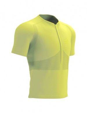 Camiseta Compressport Trilha Half-Zip Fitted SS Top Masculino Verdes | 32974UYMF