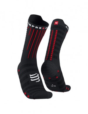 Cycling Socks Compressport Aero Socks Masculino Pretas Vermelhas | 26581WDYZ