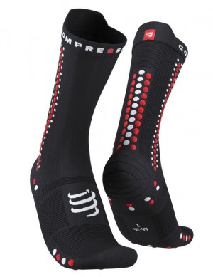 Cycling Socks Compressport Pro Racing Socks v4.0 Bike Masculino Pretas Vermelhas | 26871PSBH