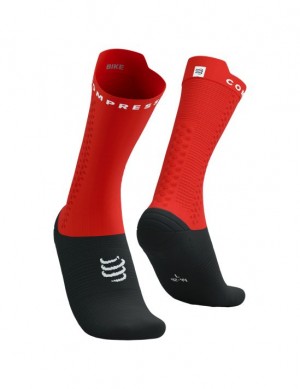 Cycling Socks Compressport Pro Racing Socks v4.0 Bike Masculino Vermelhas Pretas | 91375PJAF