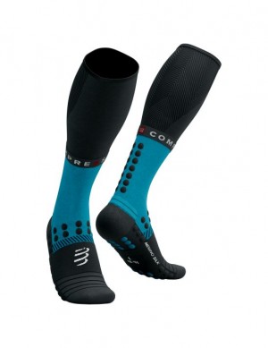 Meias Compressport Full Socks Inverno Run Azuis Pretas | 23479REQP