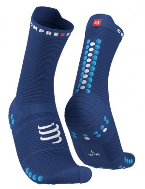 Meias Compressport Pro Racing Socks v4.0 Run High Azuis | 52893FYHP