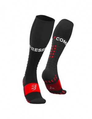 Meias de Corrida Compressport Full Socks Run Masculino Pretas | 92853SWQK