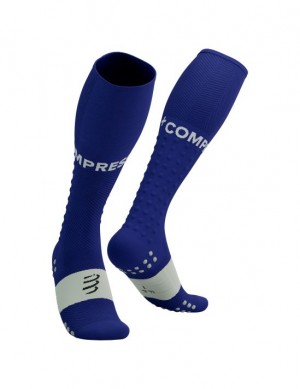 Meias de Corrida Compressport Full Socks Run Masculino Azuis | 93724SBKI