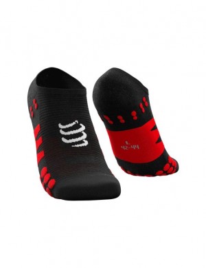 Meias de Corrida Compressport No Show Socks Masculino Pretas Vermelhas | 18034NXUR