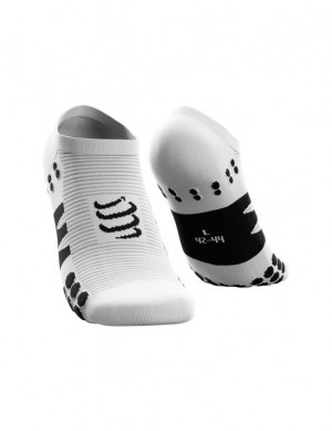 Meias de Corrida Compressport No Show Socks Masculino Branco Pretas | 39817XFGD