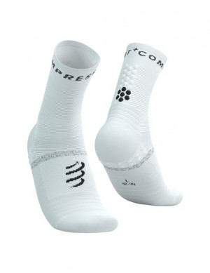 Meias de Corrida Compressport Pro Marathon Socks V2.0 Masculino Branco Pretas | 17385HEUT