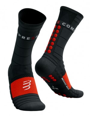 Meias de Corrida Compressport Pro Racing Socks Inverno Run Masculino Pretas Vermelhas | 27584ZKXW