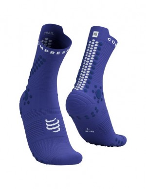 Meias de Corrida Compressport Pro Racing Socks v4.0 Trilha Masculino Azuis | 41598WOPG