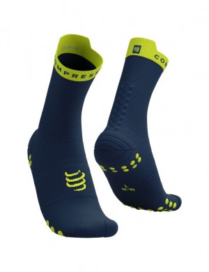 Meias de Corrida Compressport Pro Racing Socks v4.0 Run High Masculino Verdes | 47502VAKY