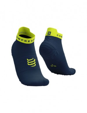 Meias de Corrida Compressport Pro Racing Socks v4.0 Run Low Masculino Verdes | 51924VYKD