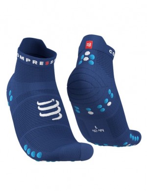 Meias de Corrida Compressport Pro Racing Socks v4.0 Run Low Masculino Azuis | 57240BPSK