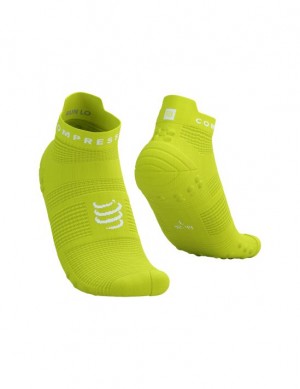 Meias de Corrida Compressport Pro Racing Socks v4.0 Run Low Masculino Verdes Branco | 71523FBKJ