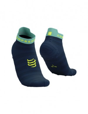 Meias de Corrida Compressport Pro Racing Socks v4.0 Ultralight Run Low Masculino Azuis | 06891QBZT