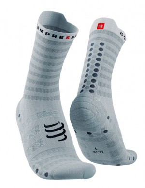 Meias de Corrida Compressport Pro Racing Socks v4.0 Ultralight Run High Masculino Branco | 85234SBYR