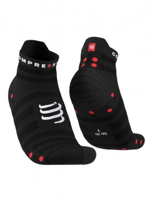 Meias de Corrida Compressport Pro Racing Socks v4.0 Ultralight Run Low Masculino Pretas Vermelhas | 08614VFJS