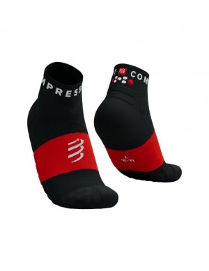 Meias de Corrida Compressport Ultra Trilha Low Socks Masculino Pretas Vermelhas | 89723IBMR