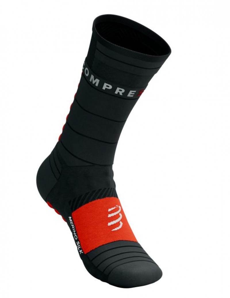 Acessorios Compressport Pro Racing Socks Inverno Run Pretas Vermelhas | 70284LXNG