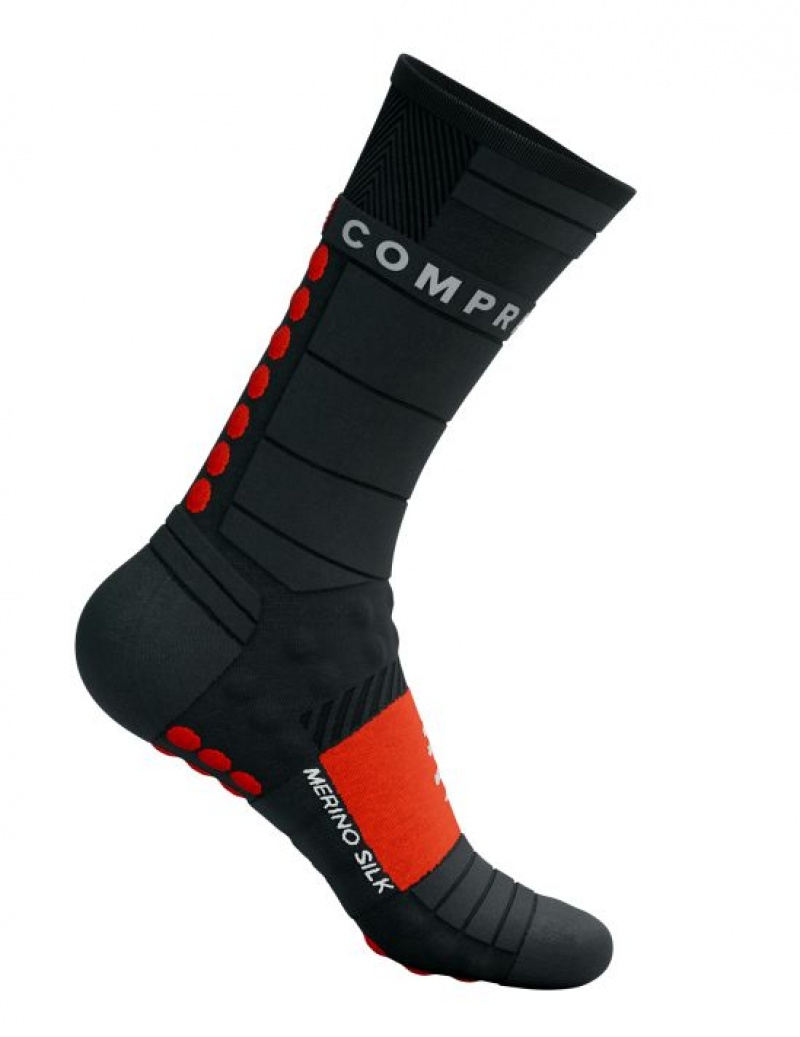 Acessorios Compressport Pro Racing Socks Inverno Run Pretas Vermelhas | 70284LXNG