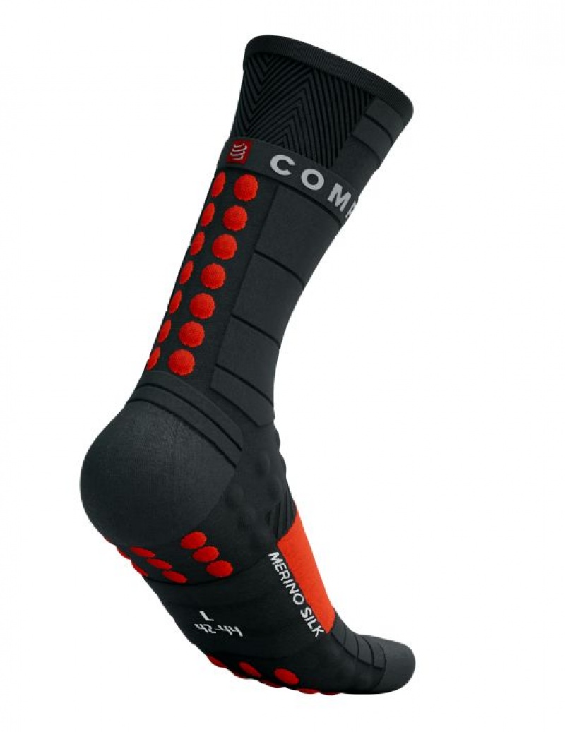 Acessorios Compressport Pro Racing Socks Inverno Run Pretas Vermelhas | 70284LXNG