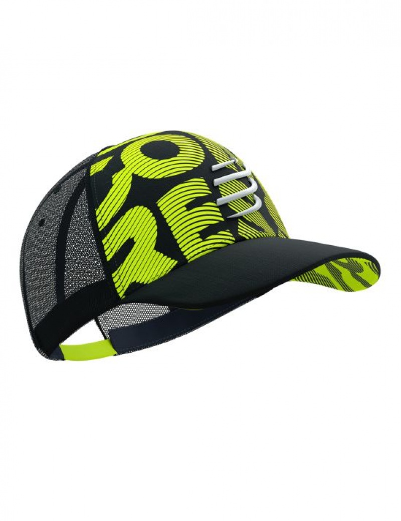 Acessorios Compressport Trucker Cap Flash Pretas Amarelas | 76420CYVZ