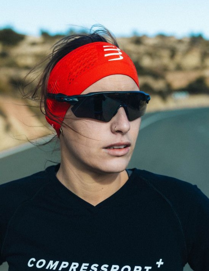 Bandolete Compressport Headband On/Off Feminino Vermelhas | 06375OECQ