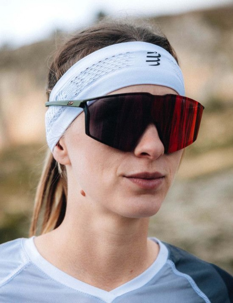 Bandolete Compressport Thin Headband On/Off Feminino Branco | 91043WXLG