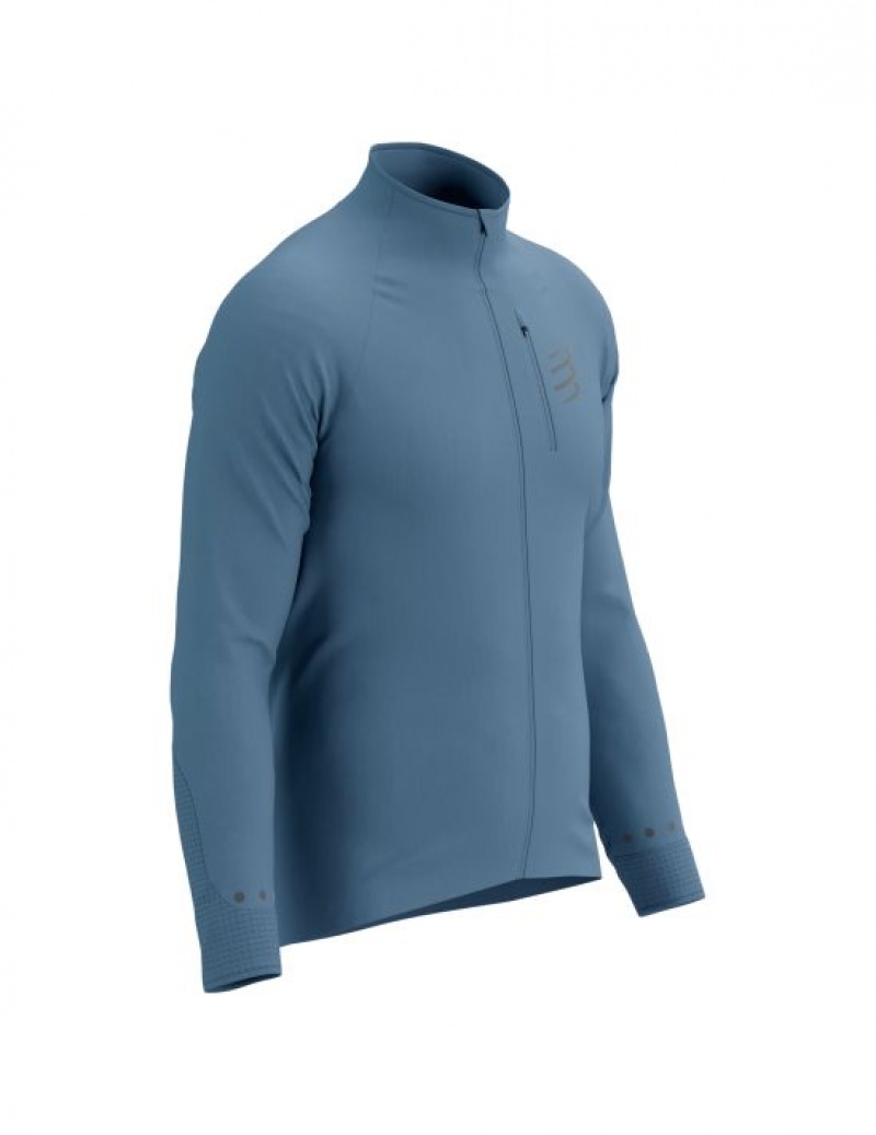 Camisas De Corrida Compressport Hurricane Windproof Jacket M Masculino Azuis | 79840NFYV