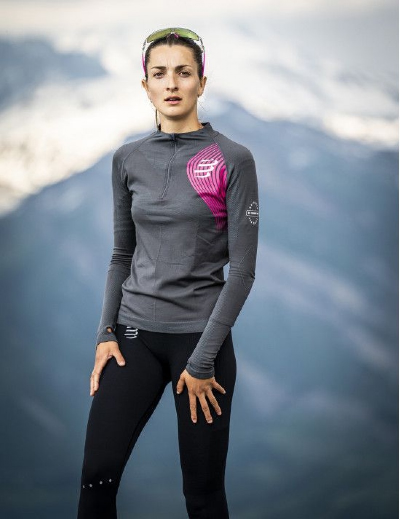 Camiseta Compressport Inverno Trilha Postural LS Top W Feminino Multicoloridas | 41750GEAI