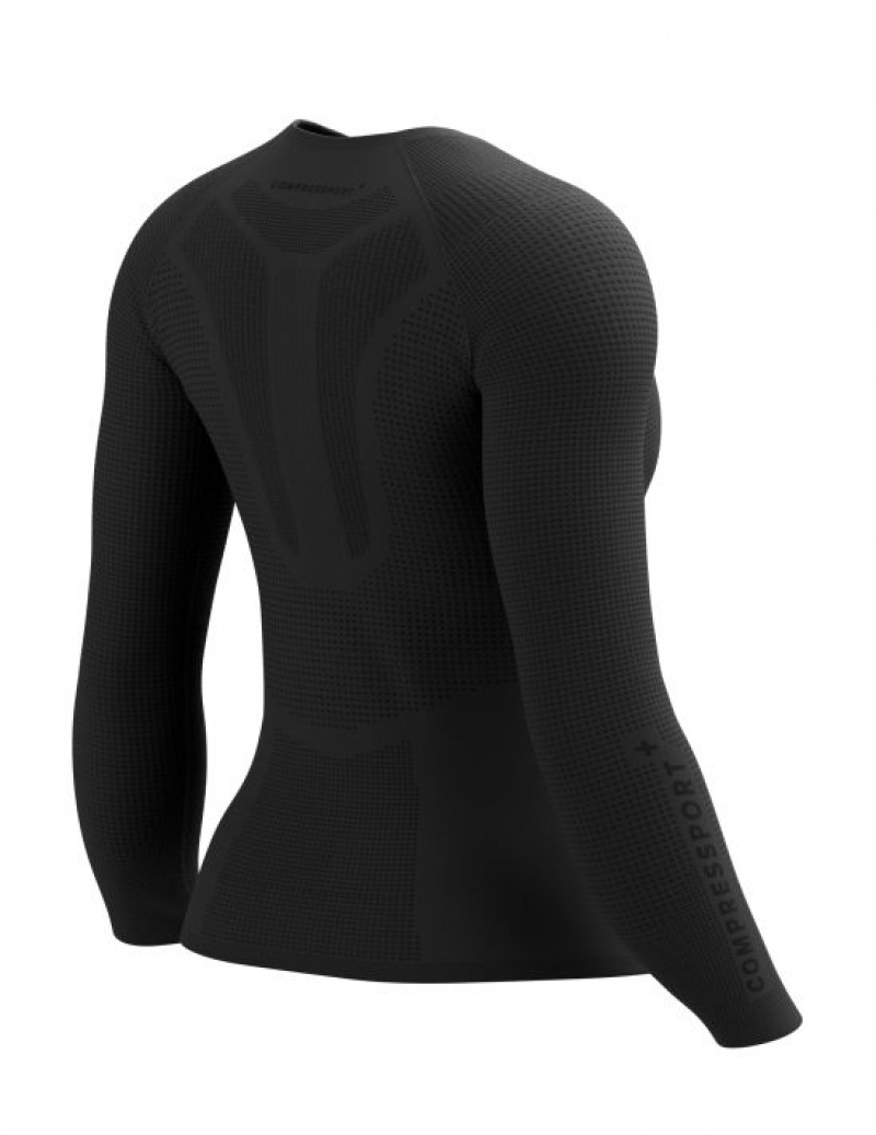 Camiseta Compressport On/Off Base Layer LS Top W Feminino Pretas | 28495PWEN