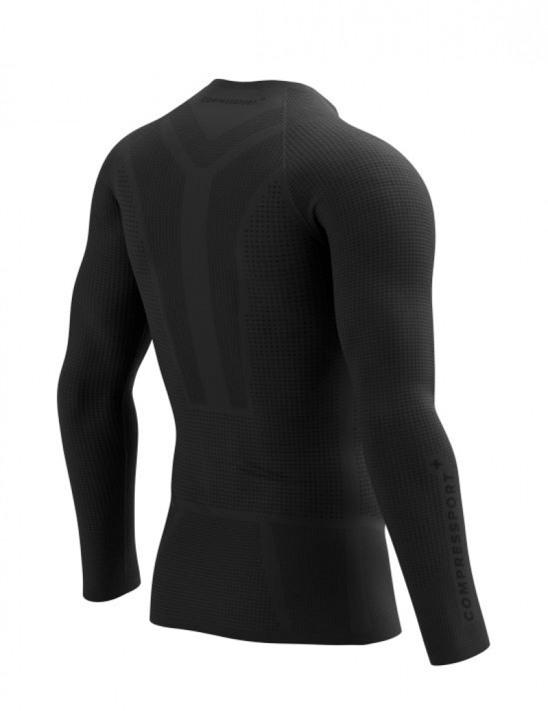 Camiseta Compressport On/Off Base Layer LS Top M Masculino Pretas | 53146DFOS