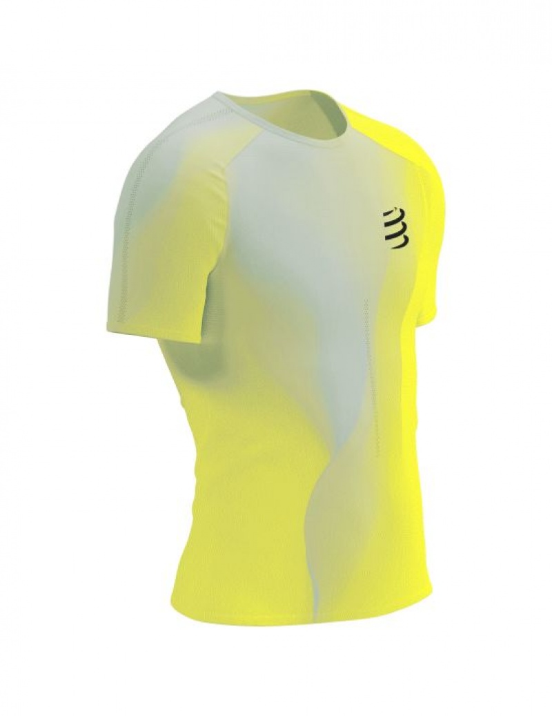 Camiseta Compressport Performance SS Tshirt M Masculino Amarelas | 69238PXJM