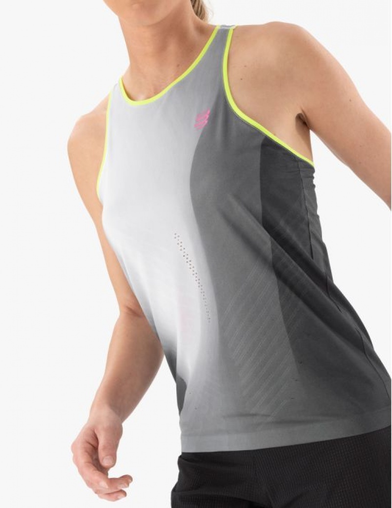 Camiseta Compressport Performance Singlet W Pretas Branco | 24785KHBQ