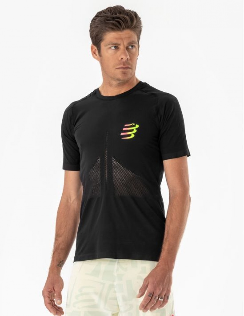 Camiseta Compressport Racing SS Tshirt M Masculino Pretas Amarelas | 14753YCGT