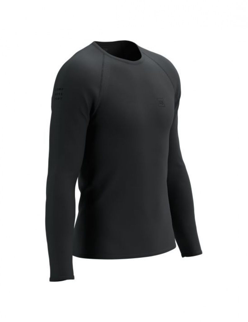 Camiseta Compressport Treino LS Tshirt Pretas | 45963GXCO