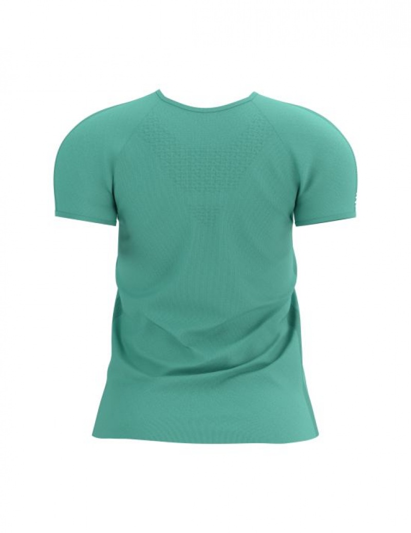 Camiseta Compressport Treino SS Logo Tshirt W Feminino Azuis | 61438DFTR