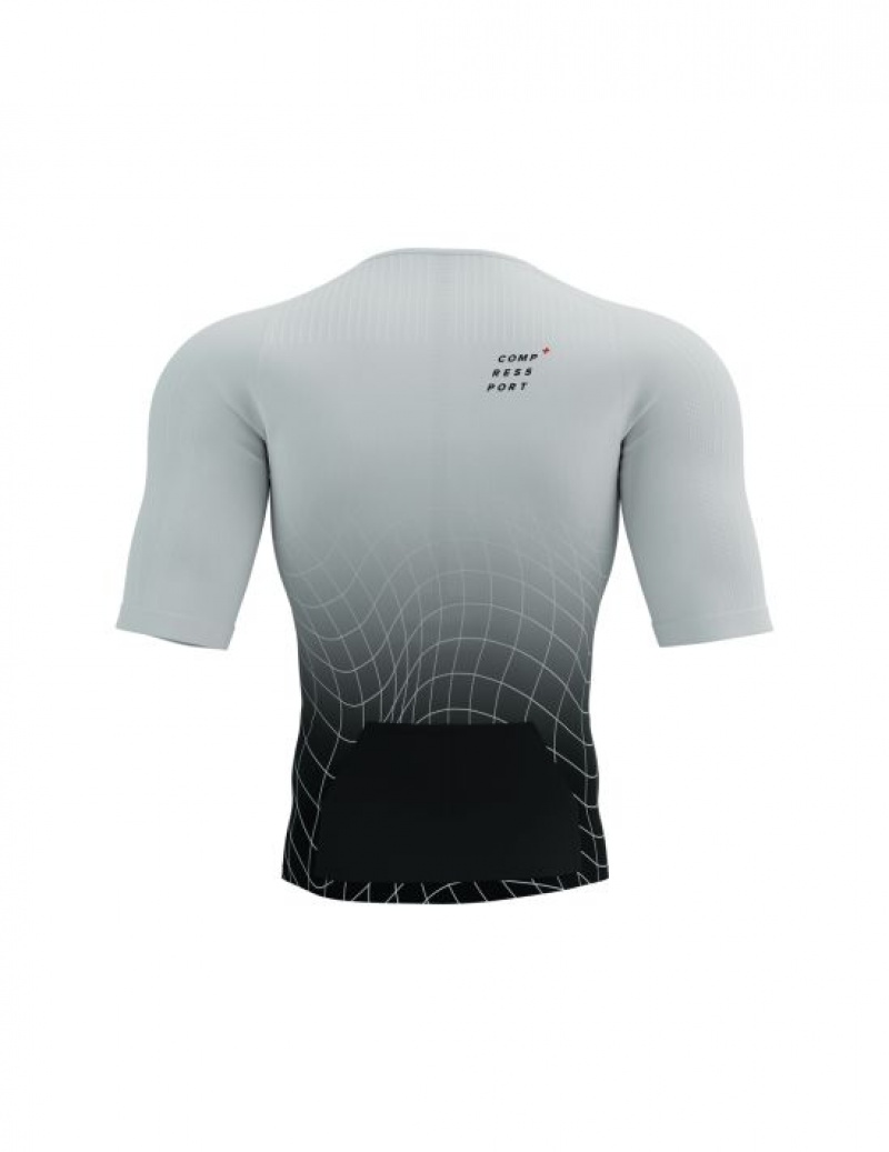 Camiseta Compressport Tri Postural Aero SS Top M Masculino Pretas Branco | 28513CHJP