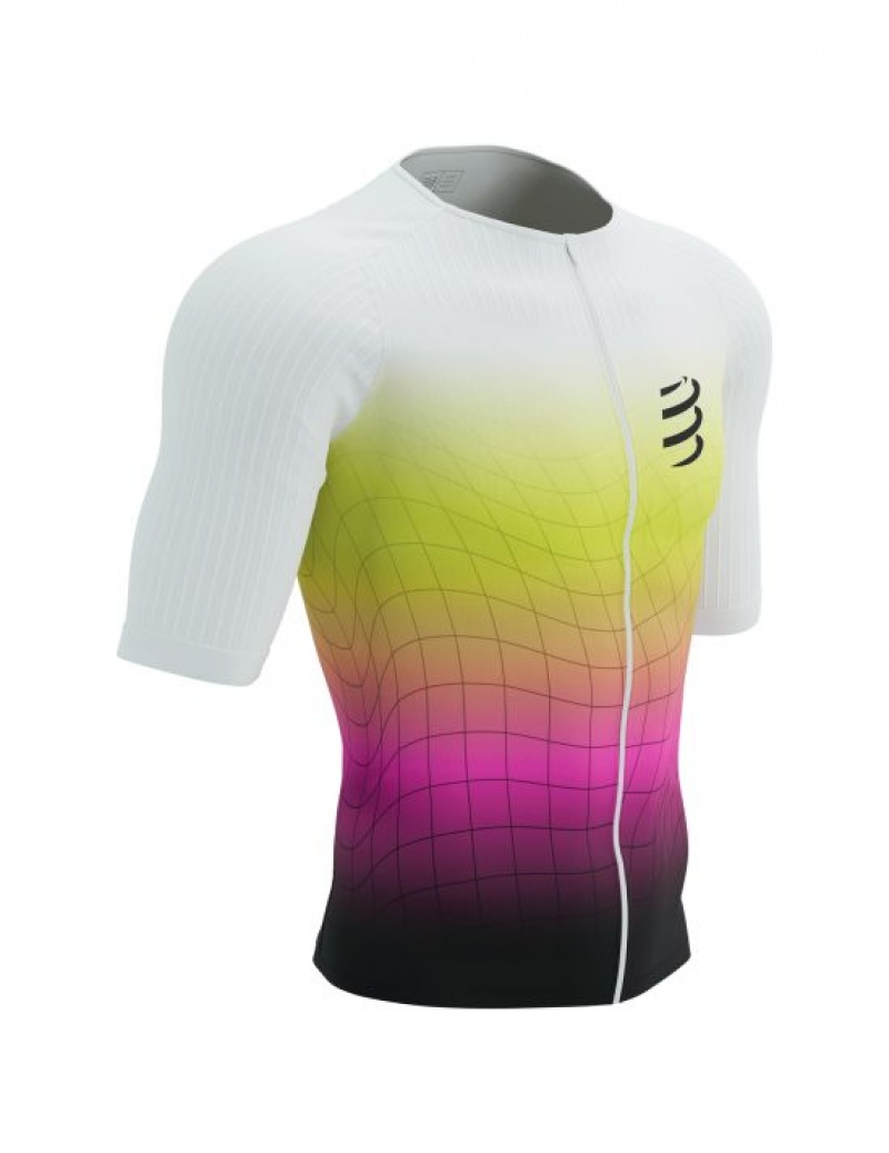 Camiseta Compressport Tri Postural Aero SS Top M Masculino Amarelas Rosa | 36504BKCU