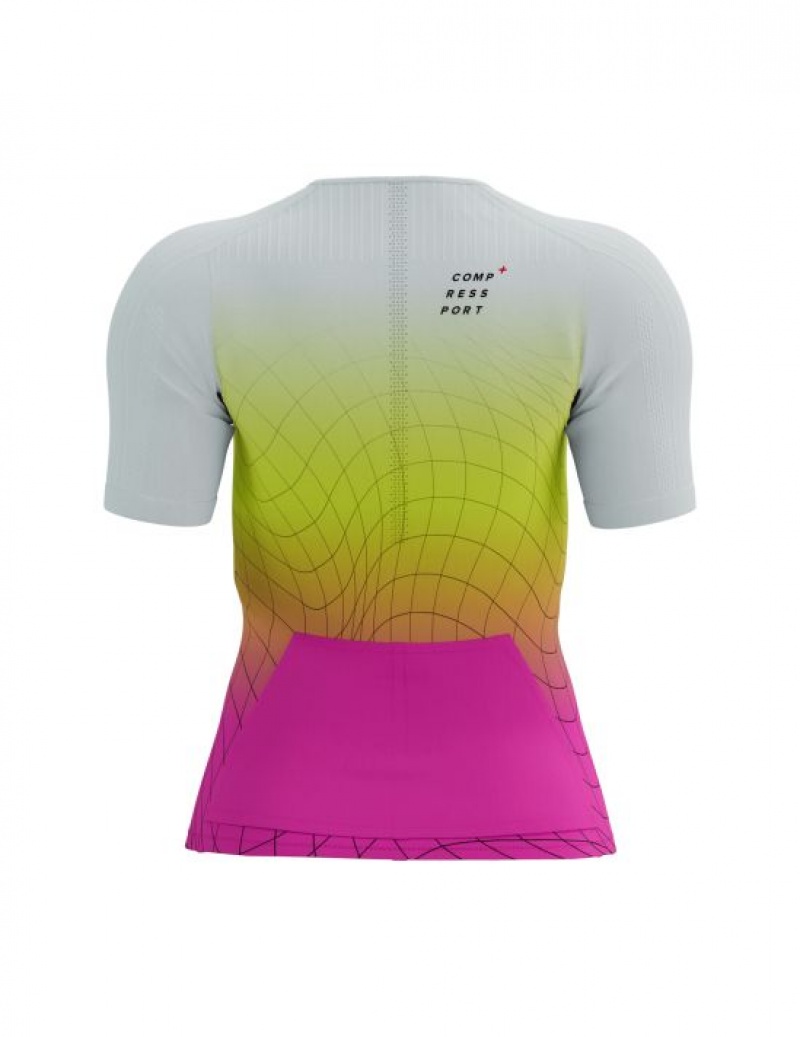 Camiseta Compressport Tri Postural Aero SS Top W Feminino Amarelas Rosa | 04263DSLO