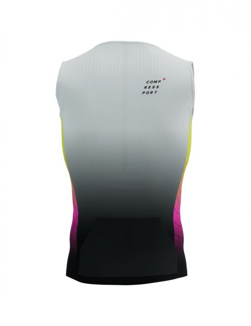 Camiseta Compressport Tri Postural Aero Tank Top M Masculino Amarelas Rosa | 68791KFXI