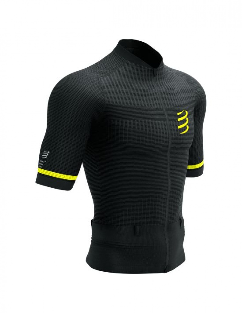 Camiseta Compressport Trilha Postural SS Top M Masculino Pretas Amarelas | 45219NLXI